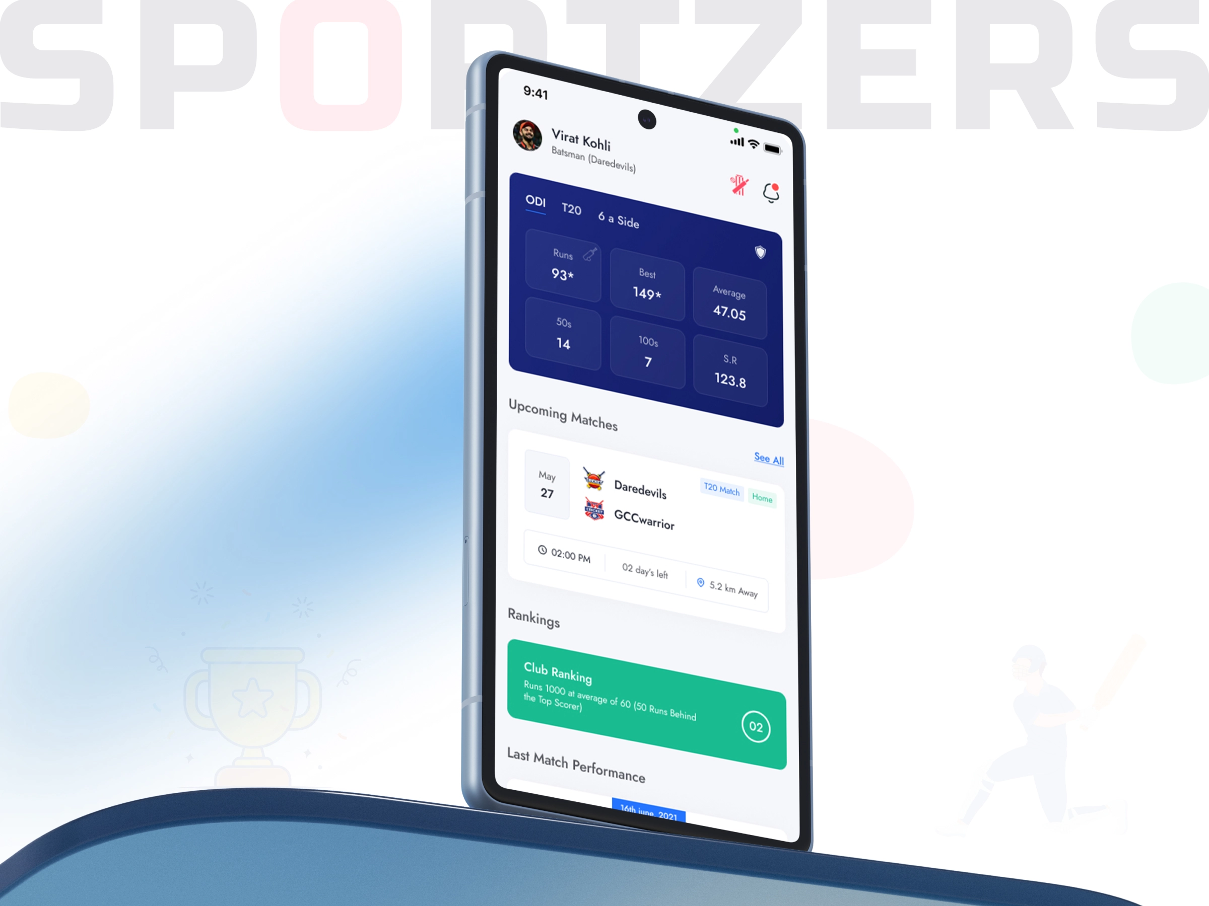 Sports Performance Tracking & Team Management App UI/UX Design